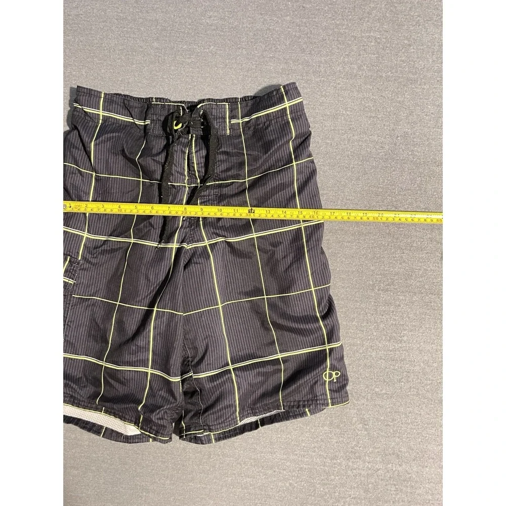 Ocean Pacific OP Ocean Pacific Swim Trunks Mens Small‎ Black Neon Board Shorts
